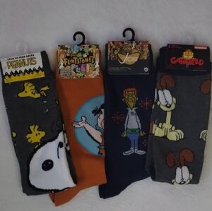 Cartoon Character Men's Casual Socks Set - Black, Orange, Navy, Gray